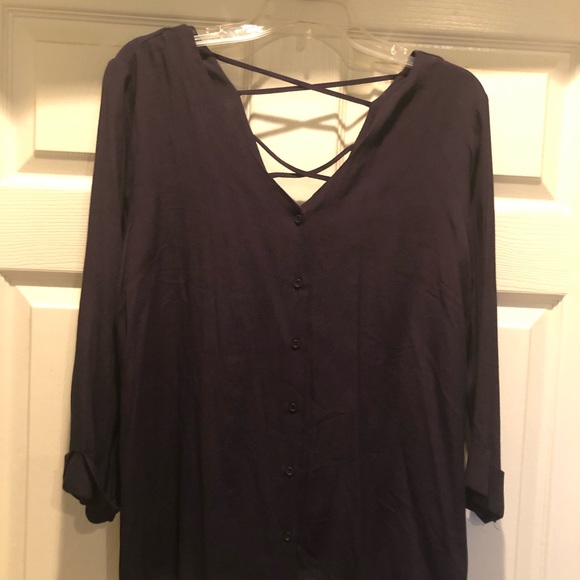 Sophie Rue Cross Back Detail Navy Blouse - Picture 5 of 12